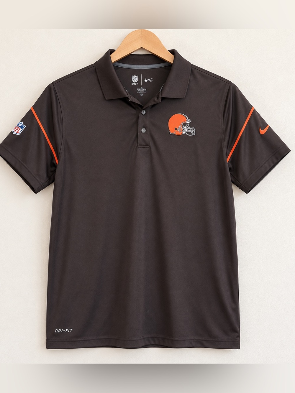 Nike Cleveland Browns NFL Dri-FIT Polo Men's L Brown Football Fan Golf Shirt